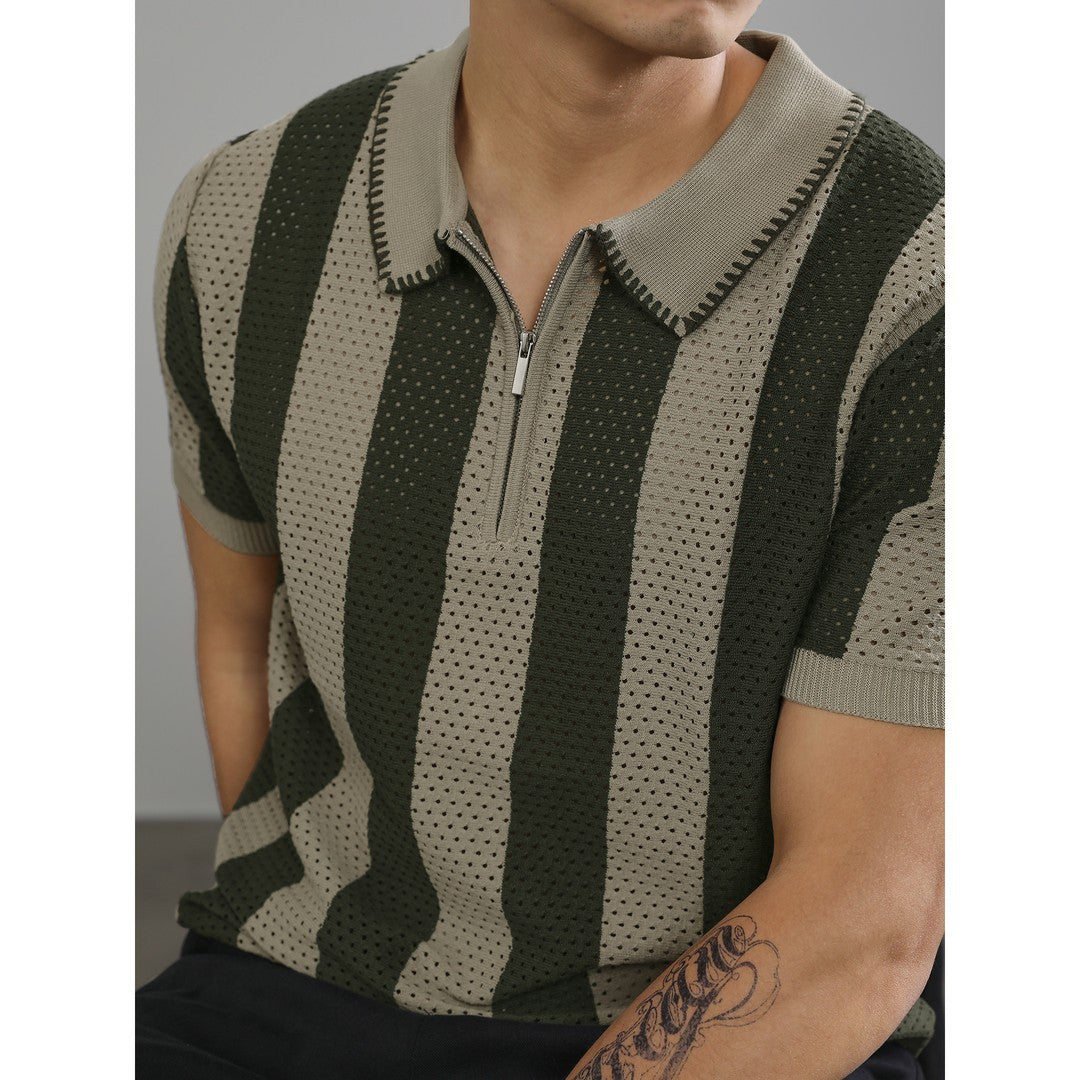 Polo shirt men's summer slim fit casual top with half sleeves