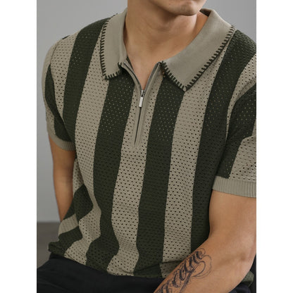 Polo shirt men's summer slim fit casual top with half sleeves