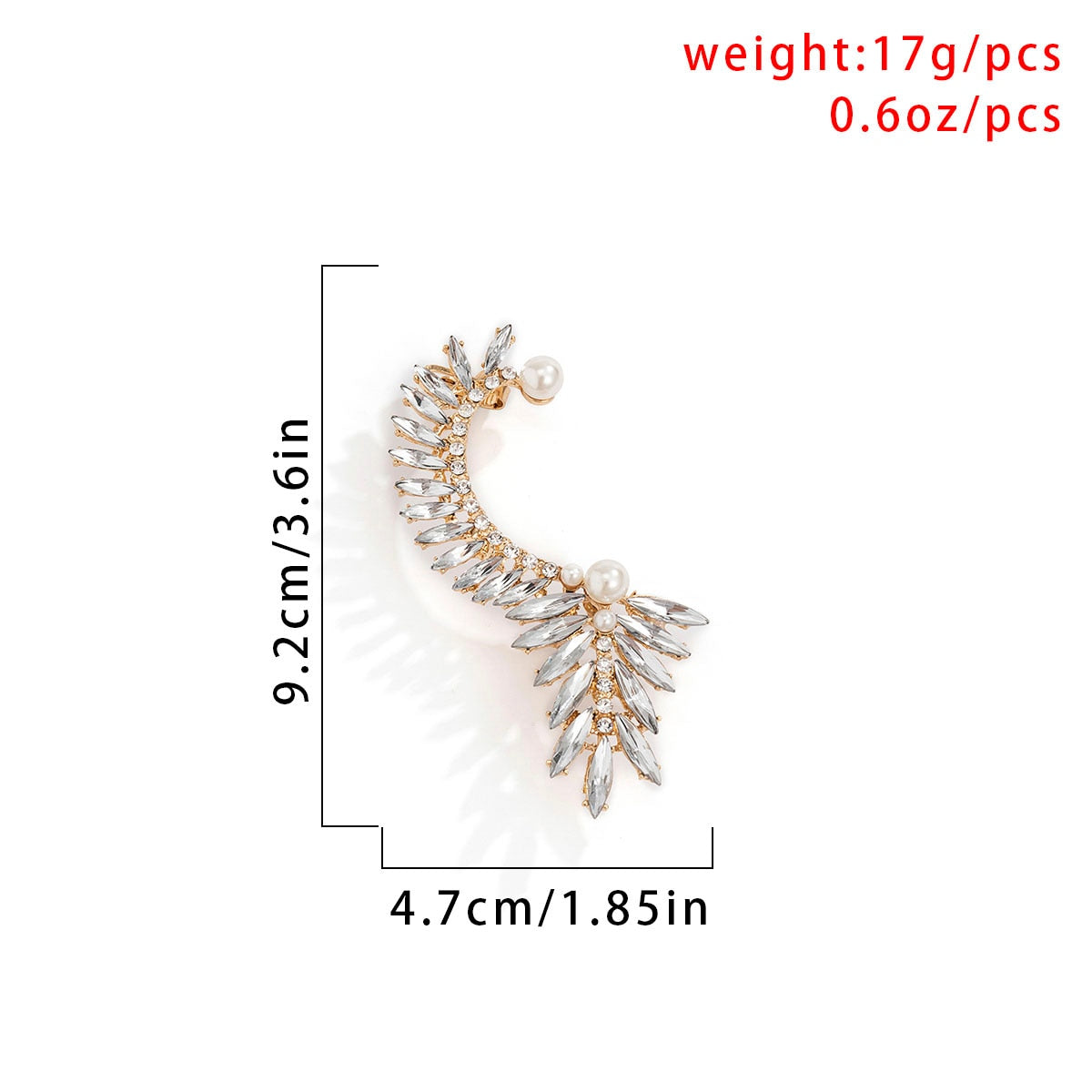 Retro Leaf Outline Full Drill Earrings Female Personality Temperament Alloy Single Sweet And Cool Earrings