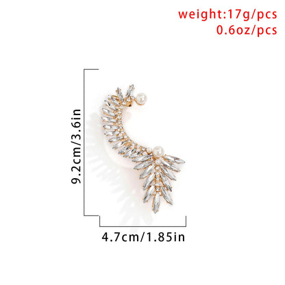 Retro Leaf Outline Full Drill Earrings Female Personality Temperament Alloy Single Sweet And Cool Earrings