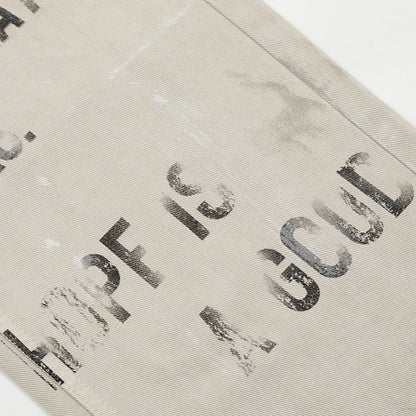 Fuzzy letter printed jeans
