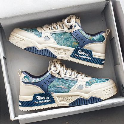Ademende bedrukte canvas trendy en veelzijdige heren sneakers