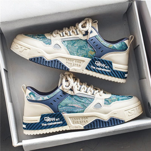 Ademende bedrukte canvas trendy en veelzijdige heren sneakers