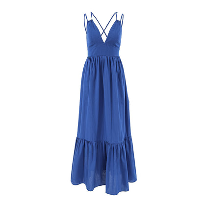 European and American style casual V-neck backless camisole dress