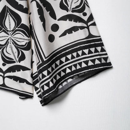 Damesblouse met print  of wijde broek met trekkoord