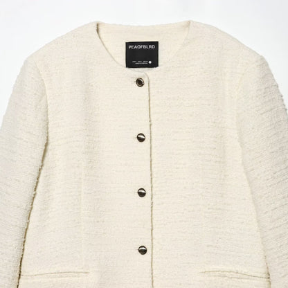 Elegant jasje met ronde hals en textuur