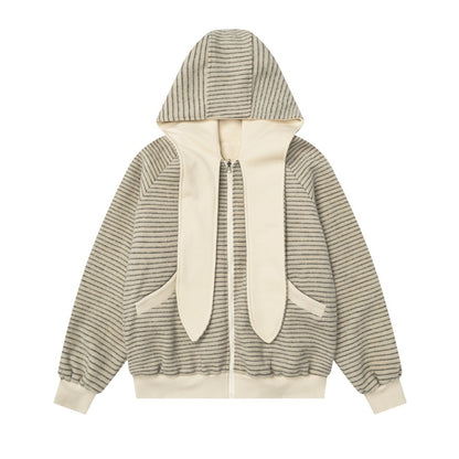 Dubbelzijdig gestreepte sweatvest met capuchon