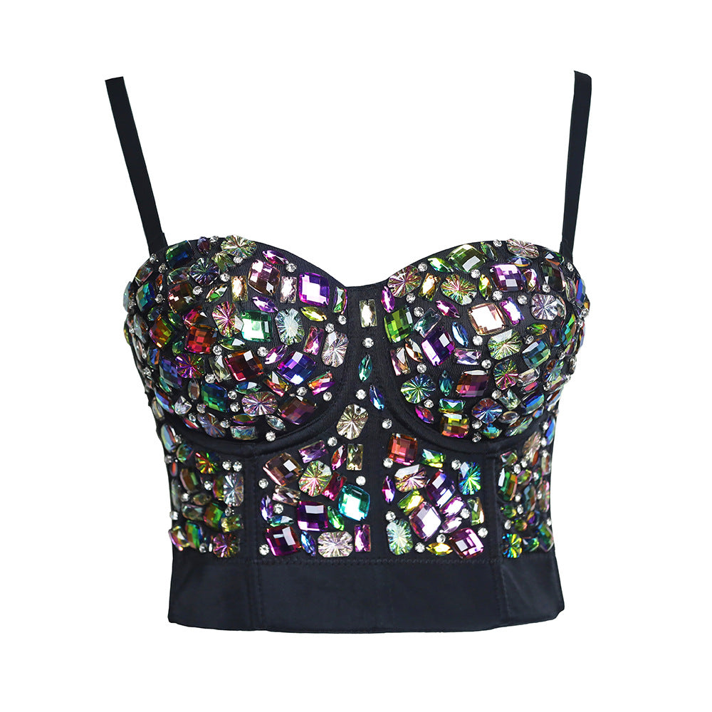 Women's Dress Acrylic Diamond Performance Costume Beaded Bustier