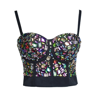 Women's Dress Acrylic Diamond Performance Costume Beaded Bustier