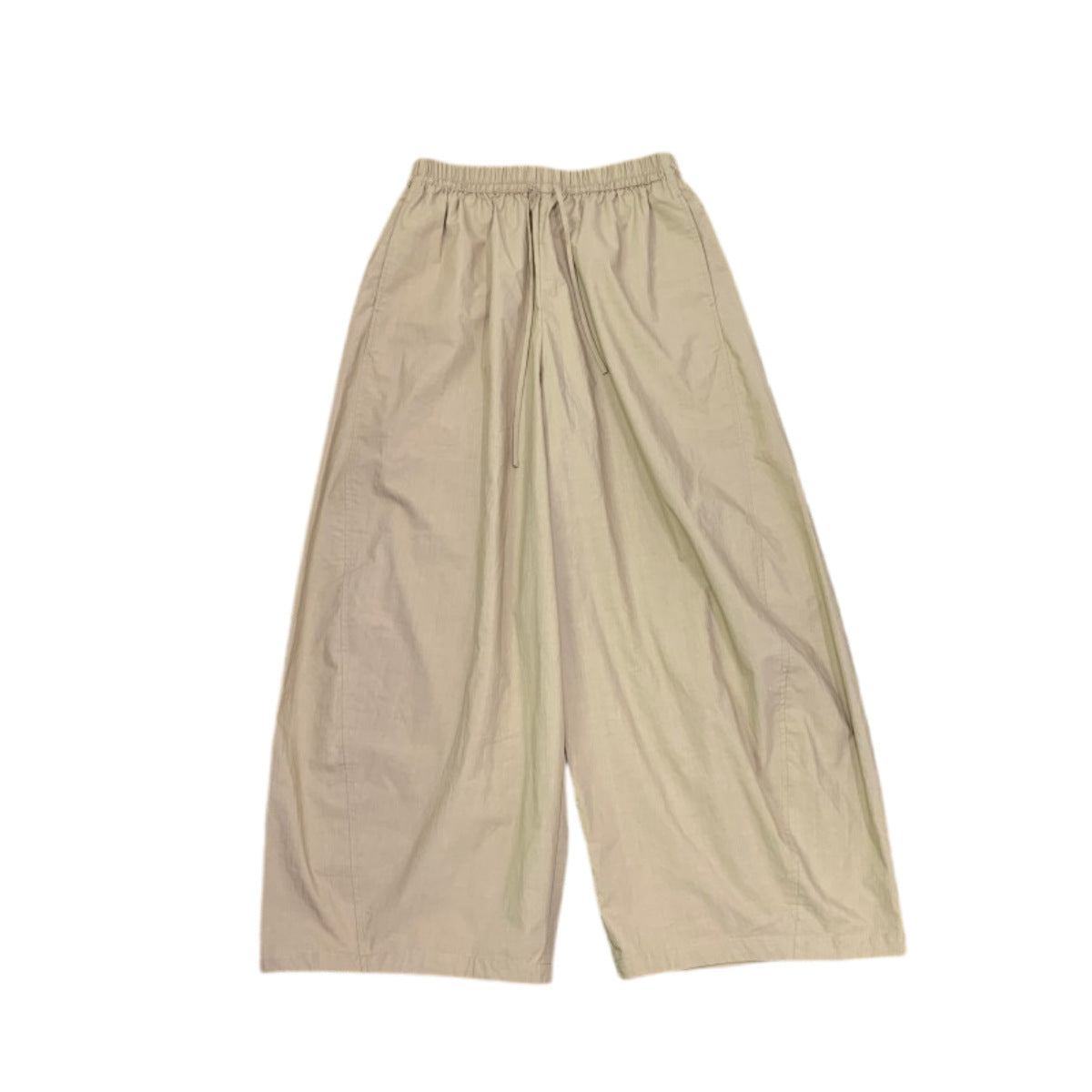 Casual Split Arc Eight-Part Balloon Pants with Drawstring Elastic Waist, Lightweight Silk and Pima Cotton Blend, Versatile Fit