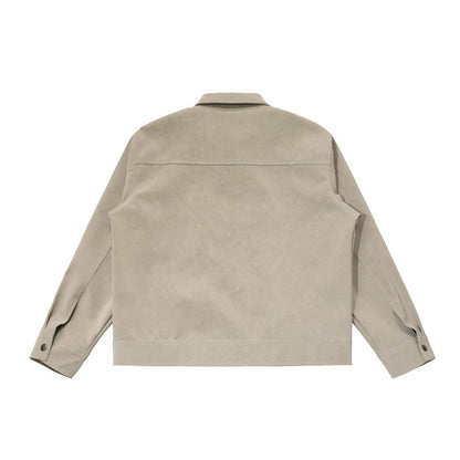 Solid color PU leather jacket