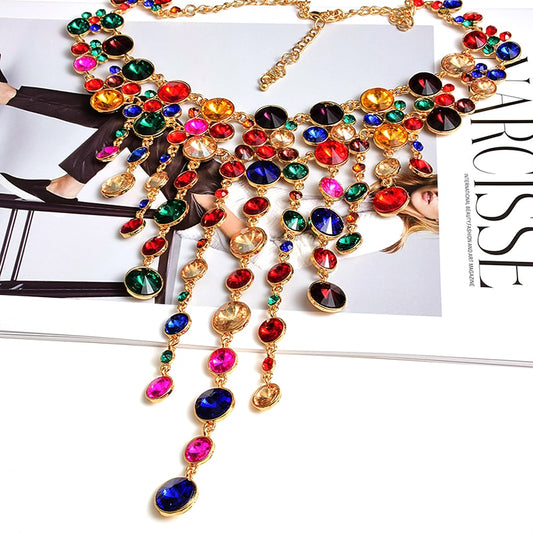 Statement high-end handgemaakte luxe ketting met strass-steentjes