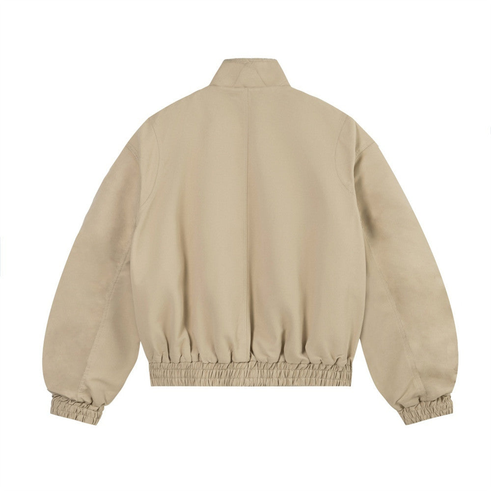 Hoge hals  katoenen jacket met teddy voering