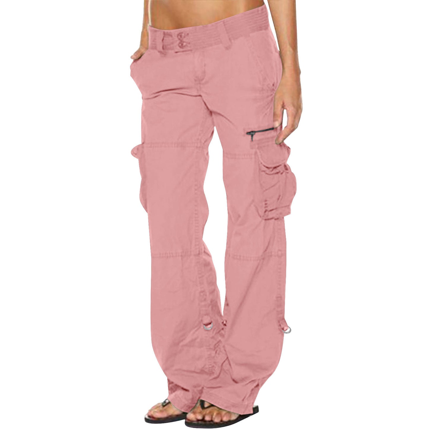 Multi pocket casual loose slimming straight leg women's work pants for women