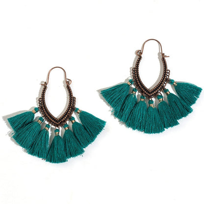 Fringe Vintage Boho Bohemian Ethnic Tassel Drop Dangle Hanging Earrings for Women Female Trendy Jewelry Accessories