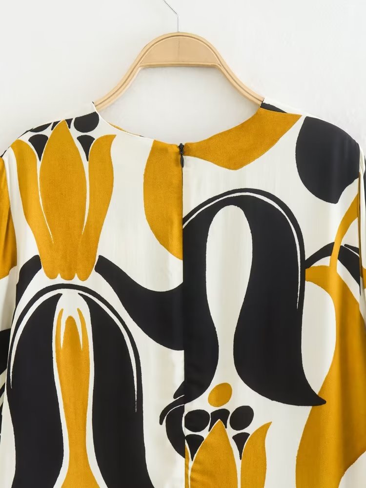 Bedrukte vintage midi-jurk voor dames