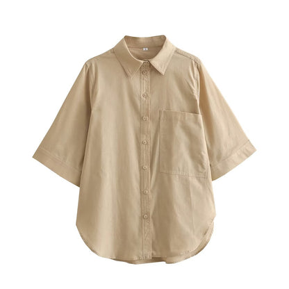 Women's Clothing Imitation Linen Blouse Top + Imitation Linen Loose Shorts Set