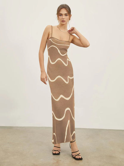 Summer style halter skirt slim striped knit sexy hip wrap dress