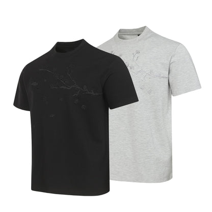 T-shirt met korte mouwen en geborduurd pruimenbloesemmotief
