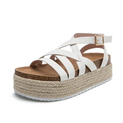Muffin Platform Platform Women's Sandals Thin Strap Cross Buckle Plus Size Sandals Summer Sandals