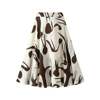 Rok met hoge taille en zwaluwstaartprint voor dames