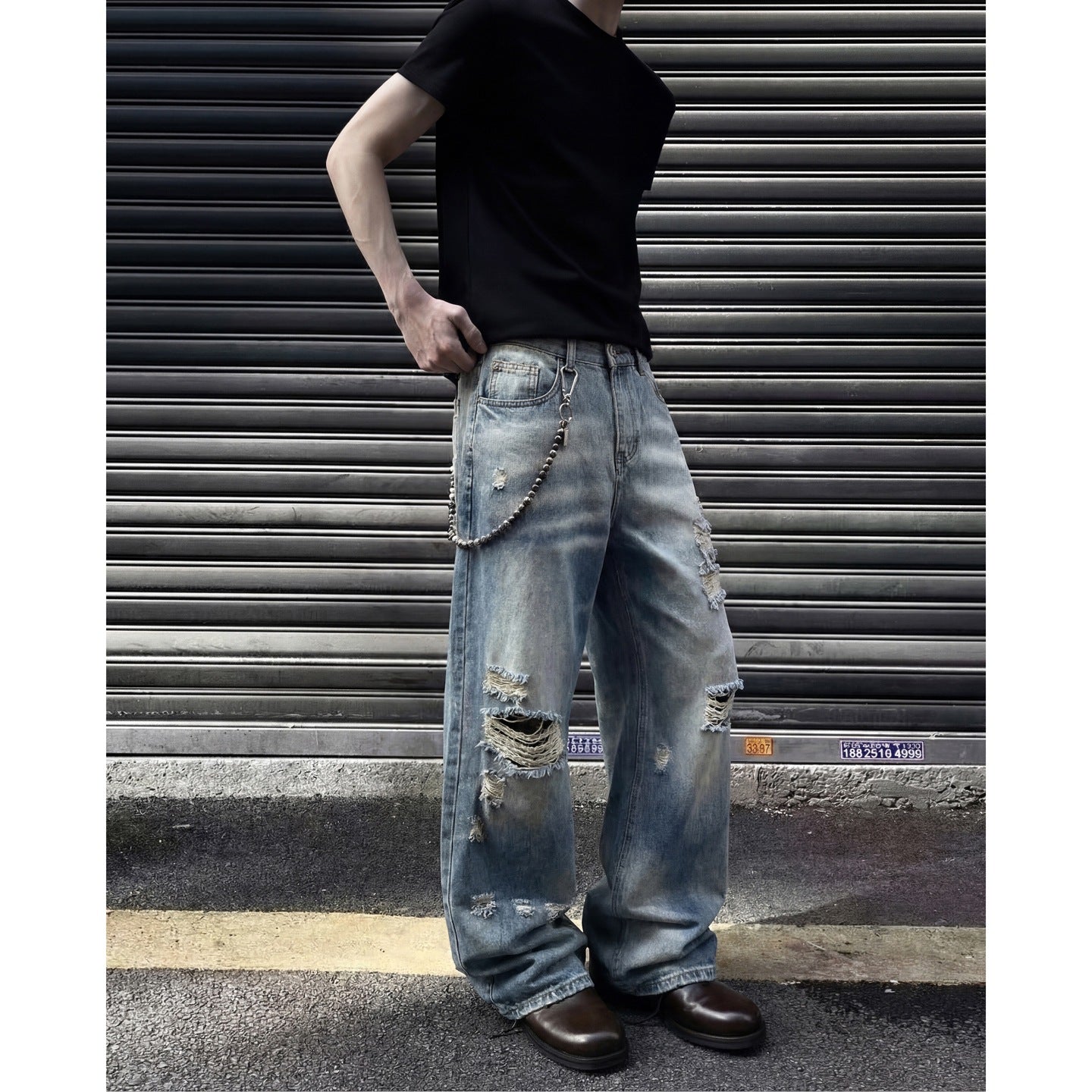 Gescheurde denim broek lichtgewicht coole streetstyle voor heren