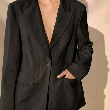 New high-end back thin lace see through strap waist cinching suit jacket women's black suit jacket