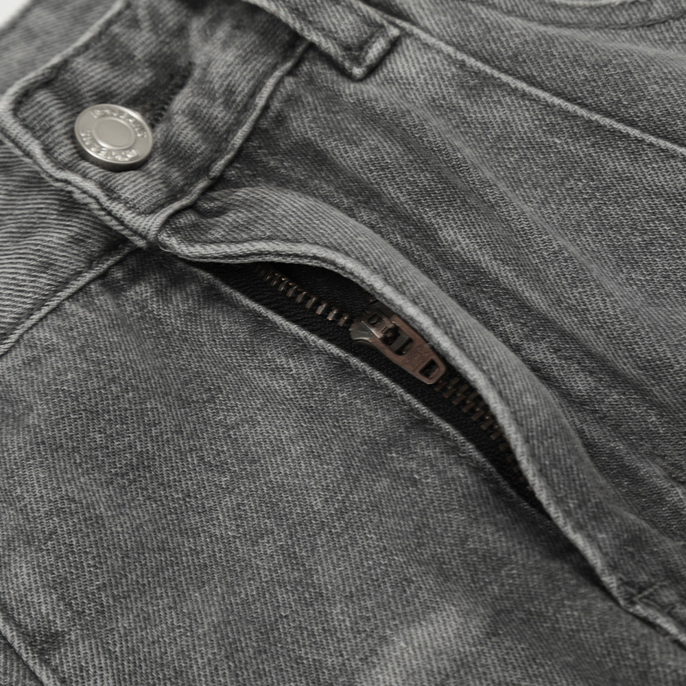 Wash water gradient denim straight leg pants