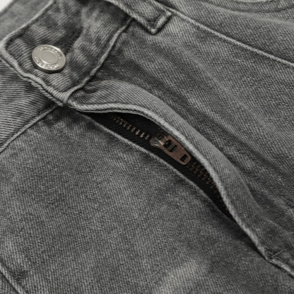 Wash water gradient denim straight leg pants