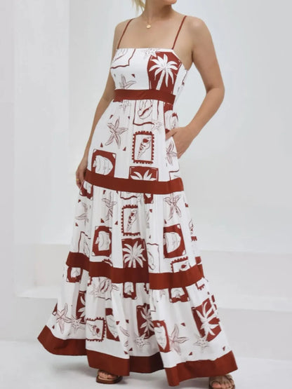 Printed Square Neck Maxi Cami Dress