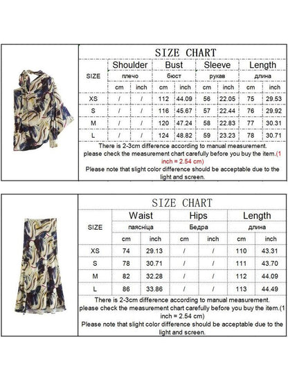 Women Elegant Skiet Sets Summer Fashion Asymmetrical One Shoulder Blouse+Mid-Calf Skirts Casual Street Outwear