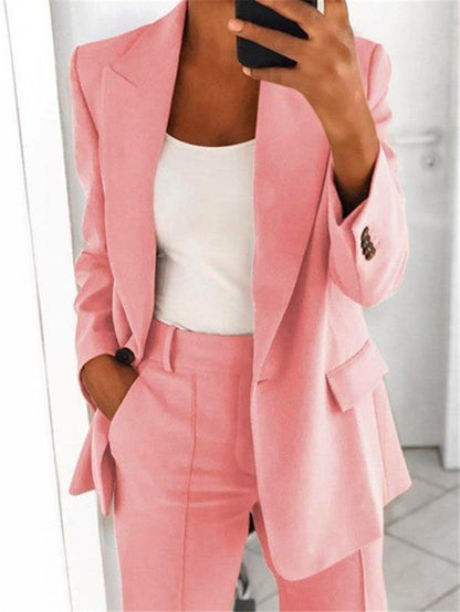 Style Spring Summer Fashionable Notch Lapel Slim Fit Blazer Elegant Suit Jacket Women's Suit Set