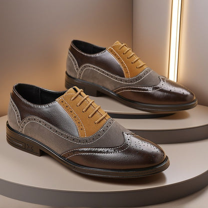 Ademende PU-leren herenschoenen met kleurblokken