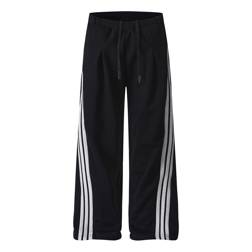 Three bar loose straight leg sweatpants