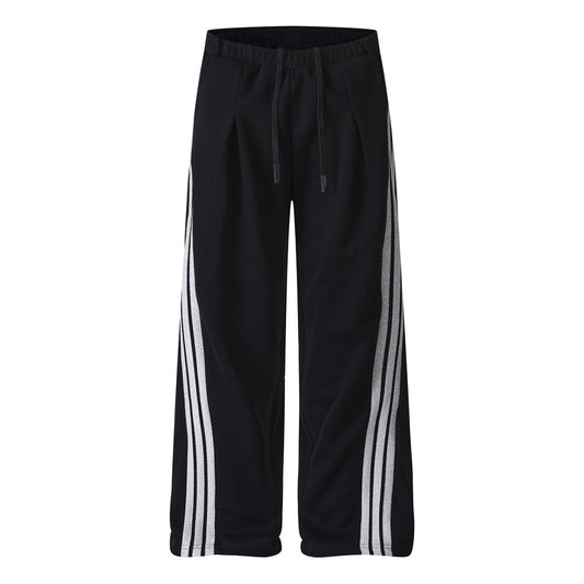 Three bar loose straight leg sweatpants