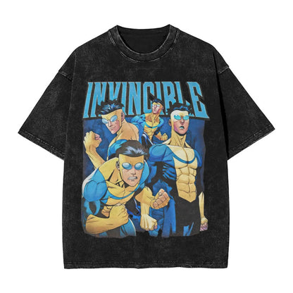 Summer Cartoon Pattern Printed T-Shirt Summer Cotton Washed Vintage Short Sleeve