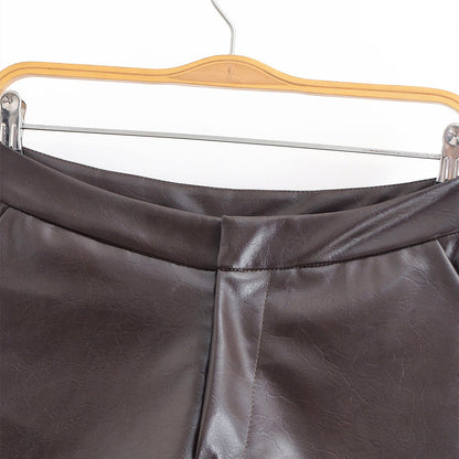 Stoere leren shorts met wijde pijpen voor dames