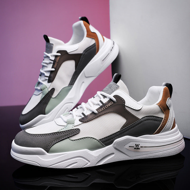 Trendy heren sneakers met ronde neus van ademende mesh