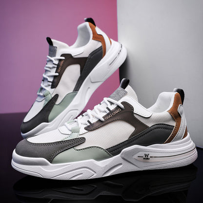Trendy heren sneakers met ronde neus van ademende mesh