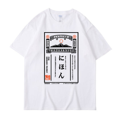 Printed short sleeved trendy men's and women's loose T-shirts, short sleeved couple's summer top