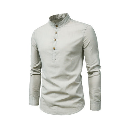 Slim fit herenoverhemd met lange mouwen en hoge hals