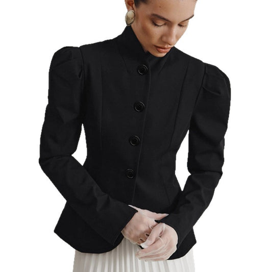 Autumn and Winter Elegant Commuting Bubble Sleeves Small Fragrant Coat for Women