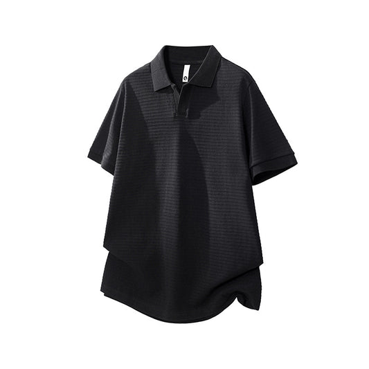 Seagull Collar Turn-Down Polo Shirt Men's Versatile Textured Minimalist T-Shirt