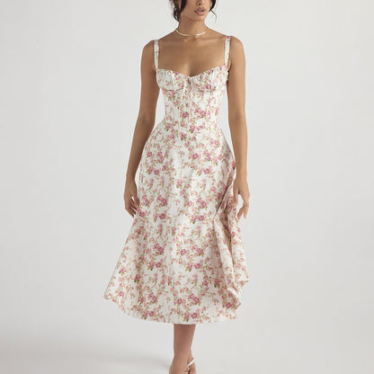 Ladies Fashion summer dresses women  maxi floral slip backless womens dresses elegant