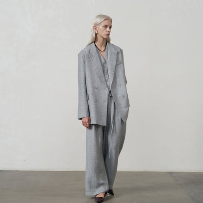 White Casual Loose Blazer for Women