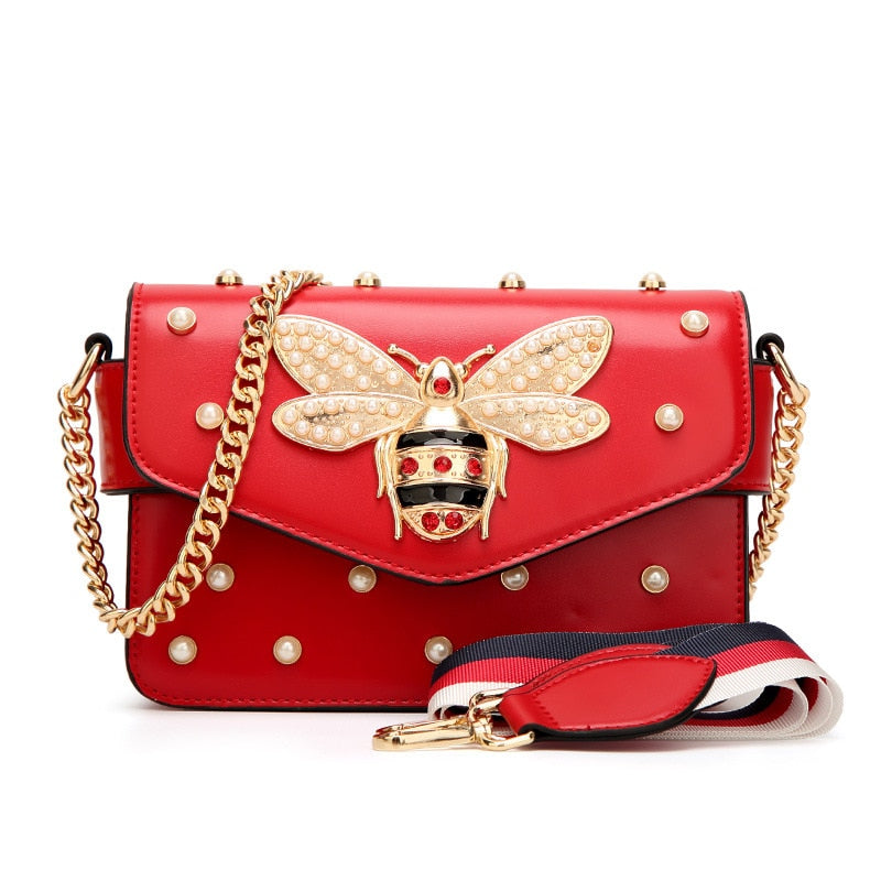 Luxe designer vintage kleine handtas met bijenklep