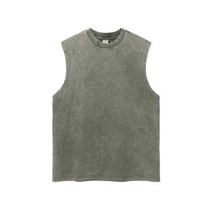 Mens and Womens Clothing Wash Water Retro Vintage Vintage Batik Rubbed Hem Mens Sweetheart Tank Top Loose Bottoming