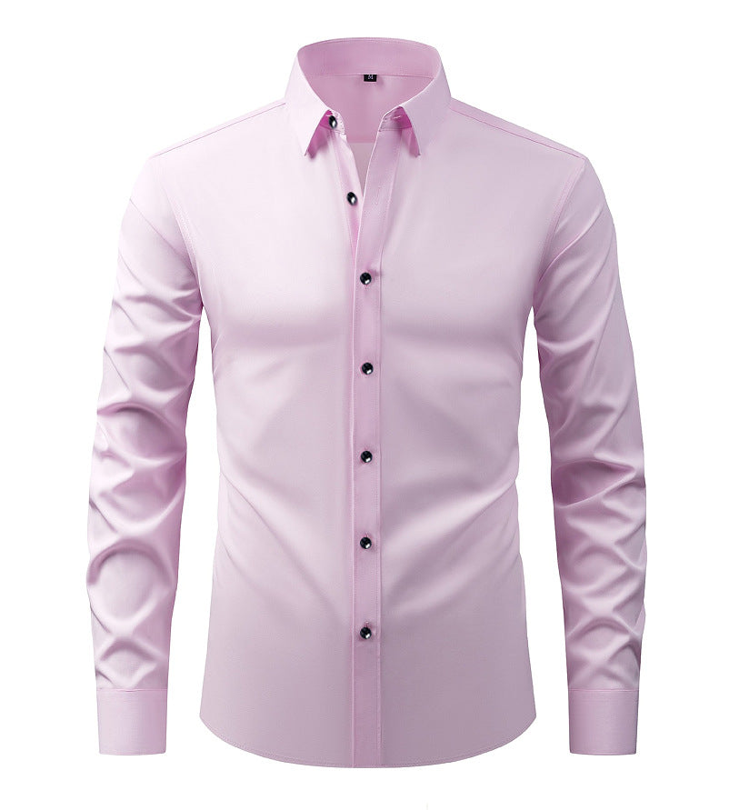 Cotton Long Sleeve Shirt Men's Stretch Non-Iron Dress Shirt  Size Business Casual Shirt
