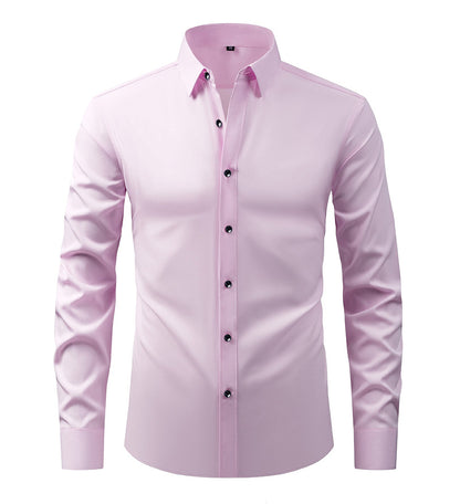 Cotton Long Sleeve Shirt Men's Stretch Non-Iron Dress Shirt  Size Business Casual Shirt