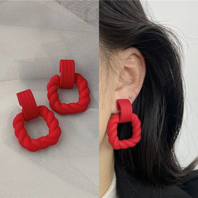 Boho Women's Acrylic Hoop Earrings New Fashion Geometric Twist Dangle Earrings  Trend Female Jewelry Gifts